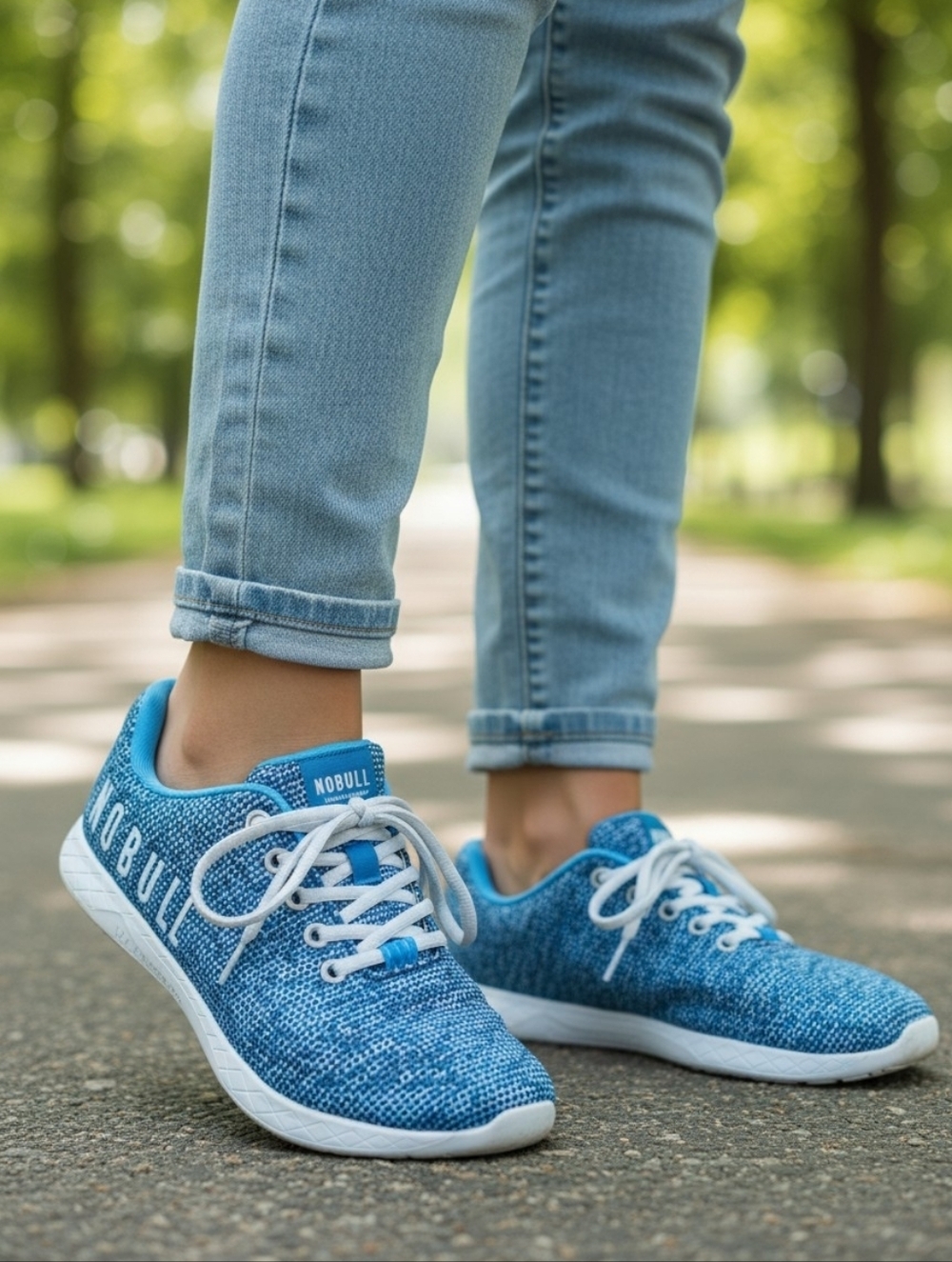 NOBULL Turquoise Floral Knit Lace-Up Athletic Shoes